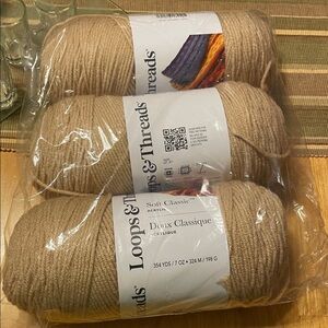 Loops & Threads Soft Classic Yarn - taupe 3 - 7oz skeins